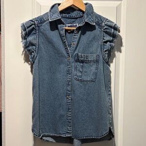 Pilcro Sleeveless Denim Button-Front Shirt - Blue